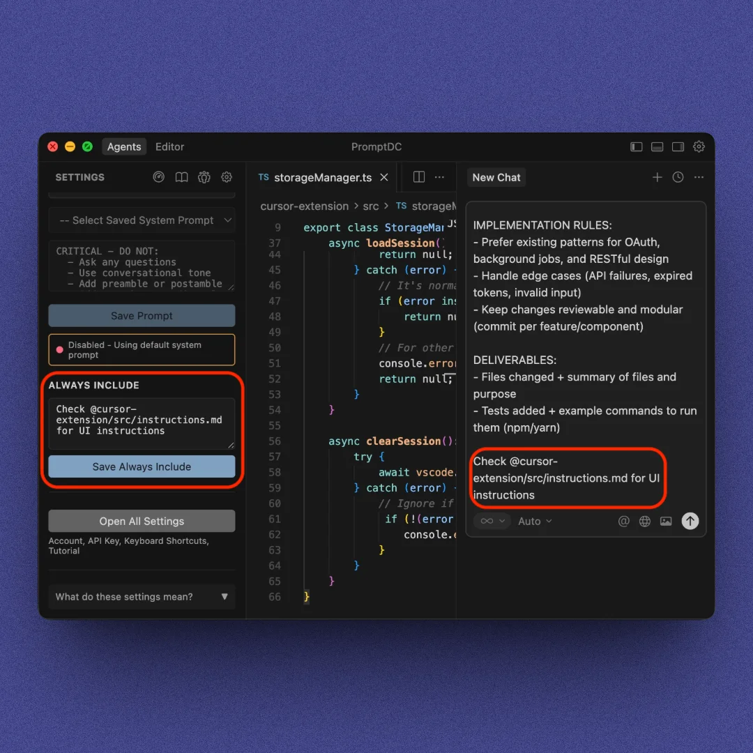 Custom override + Always include preview